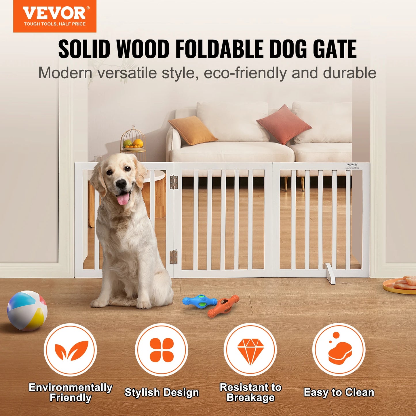 SucceBuy Freestanding Dog Gate 3 Panel Foldable Pet Barrier for Narrow Passages