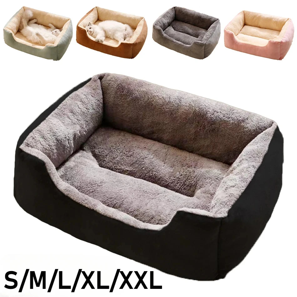 Cozy Plush Cat Bed with Cushions for Kittens and Small Dogs in Various Sizes