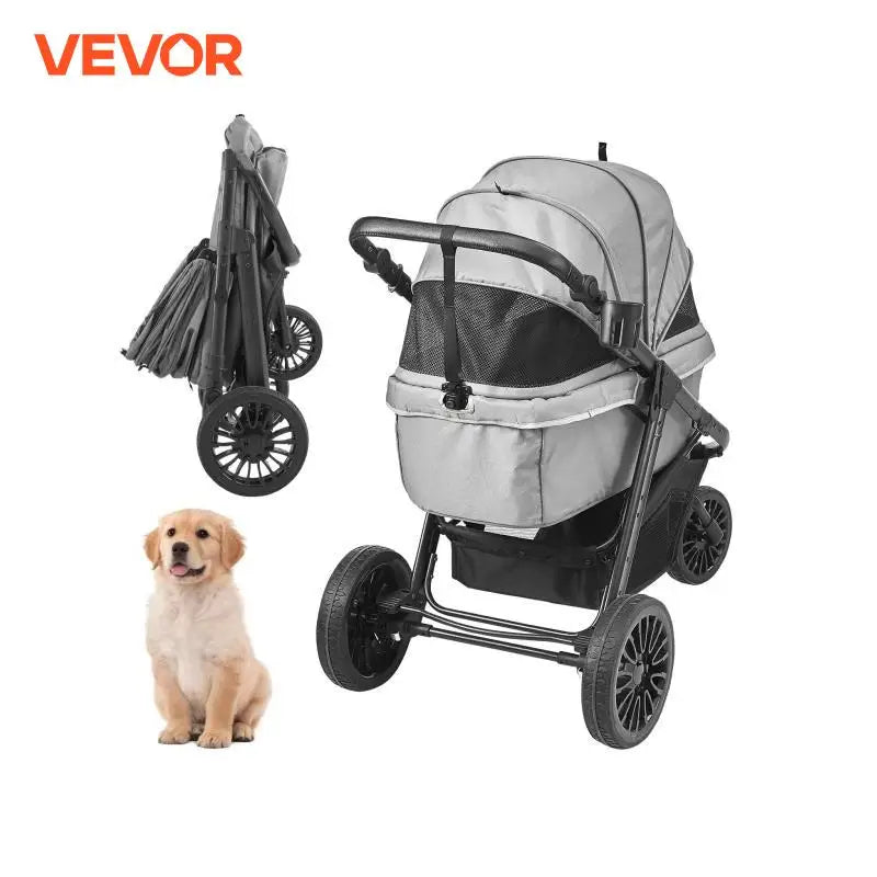 SucceBuy Lightweight Pet Stroller Carrier for Dogs and Cats with Cup Holder