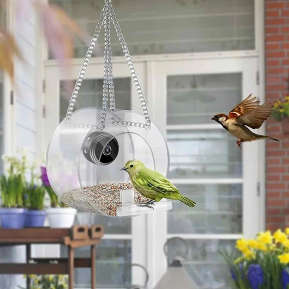 Smart Feeding House Acrylic Bird Feeder with Camera 1080P HD for Outdoor Use