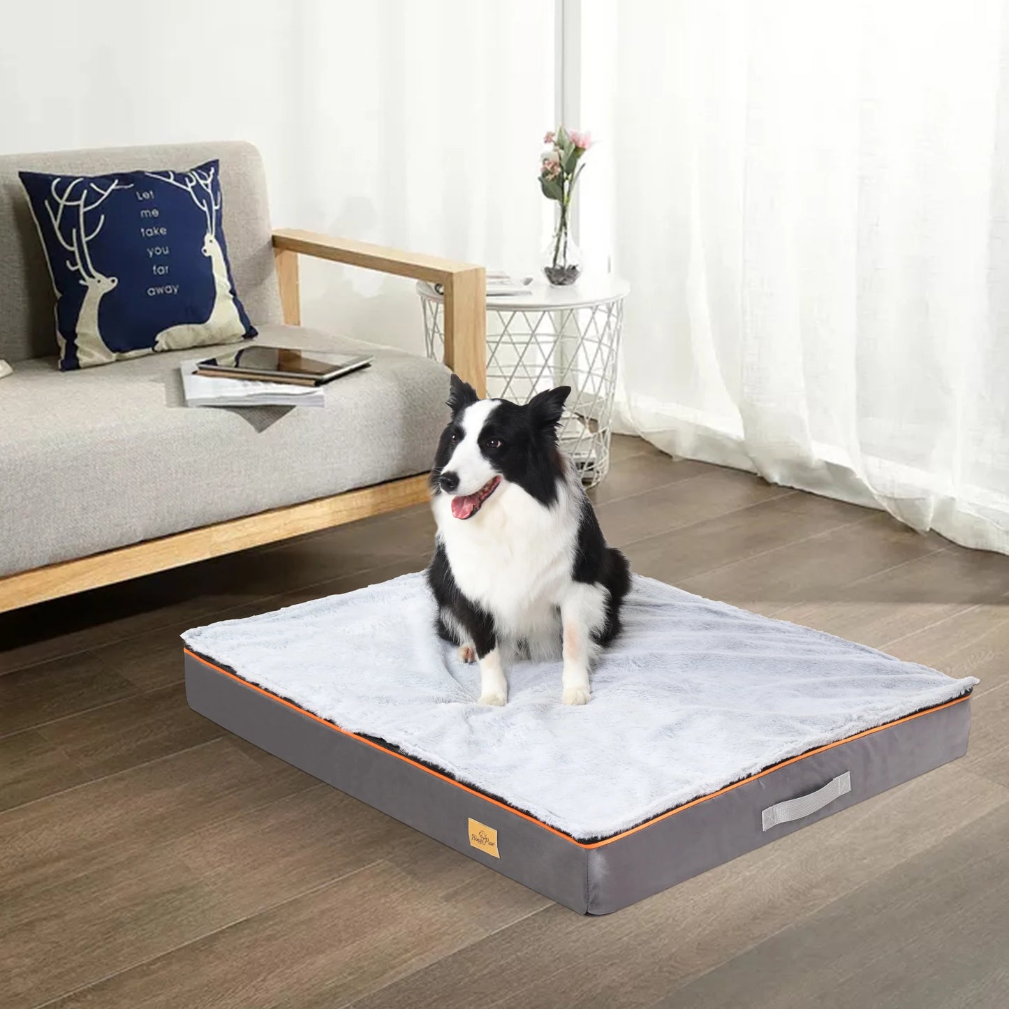 Large Orthopedic Dog Bed with Washable Cover and Padded Foam Cushion