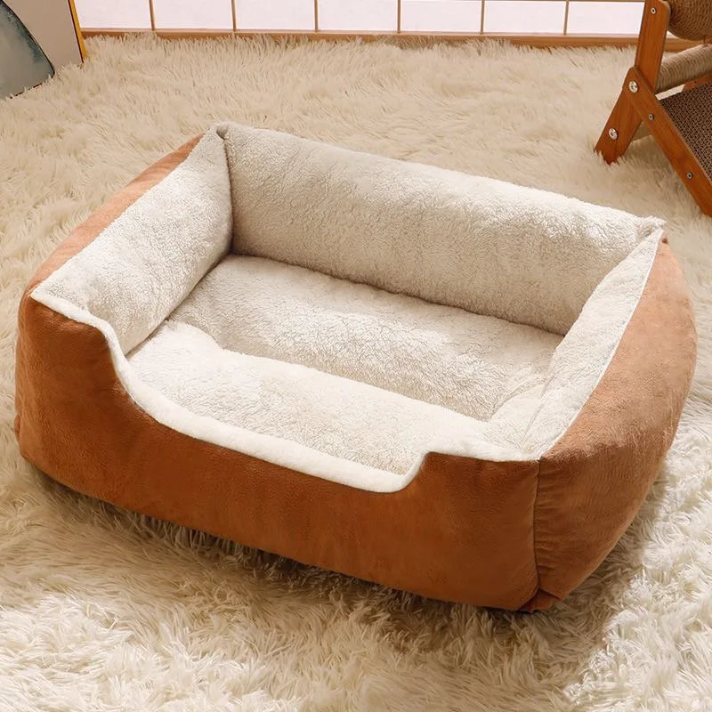 Cozy Plush Cat Bed with Cushions for Kittens and Small Dogs in Various Sizes