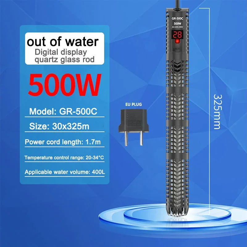 Digital Aquarium Heater Rod With Quartz Glass 16C To 32C