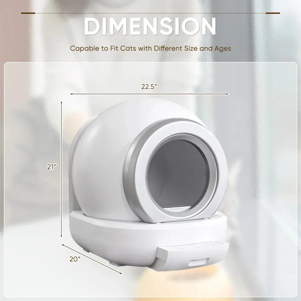 Modern Automatic Self-Cleaning Cat Litter Box with APP Control White