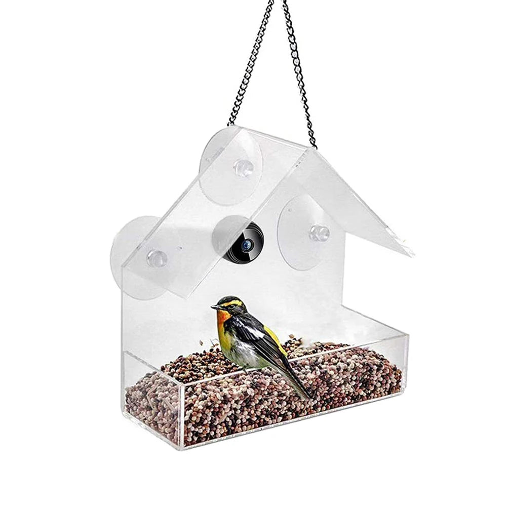 Smart Feeding House Acrylic Bird Feeder with Camera 1080P HD for Outdoor Use