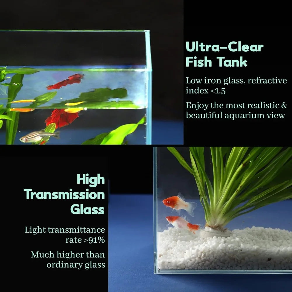 10 Gallon Ultra Clear Rimless Glass Betta Aquarium Tank