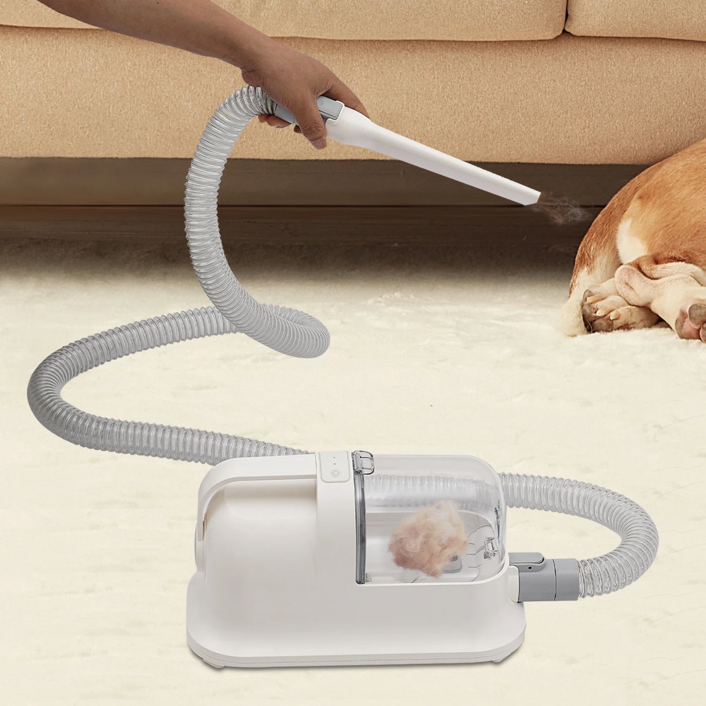 Pet Hair Grooming Tool Set with Low Noise Trimmer Combing and Suction Power
