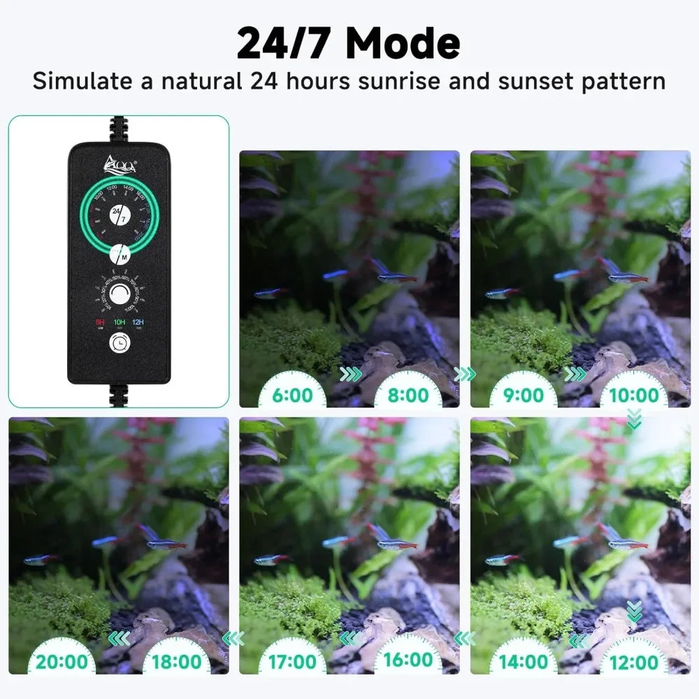 AQQA Led Aquarium Light 24 7 Mode IP68 Waterproof Bracket