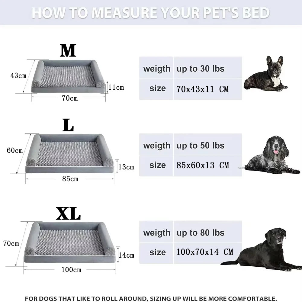 Luxury Memory Foam Dog Bed Waterproof and Washable for Medium Dogs