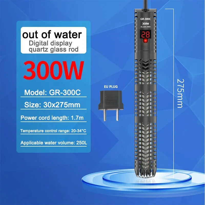Digital Aquarium Heater Rod With Quartz Glass 16C To 32C
