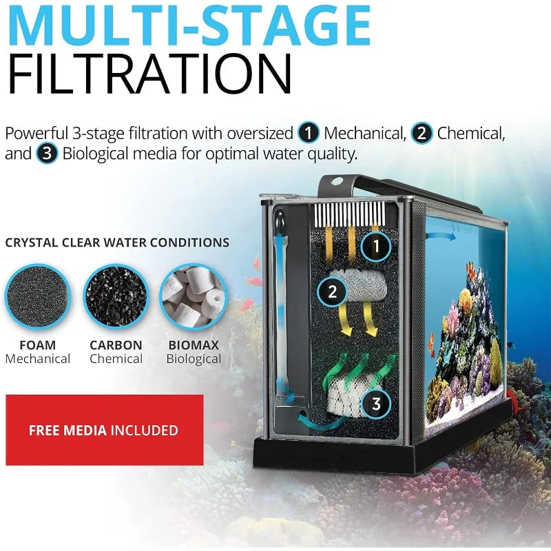 Fluval Sea Evo V 5 Gallon Saltwater Fish Tank Aquarium Kit in Black