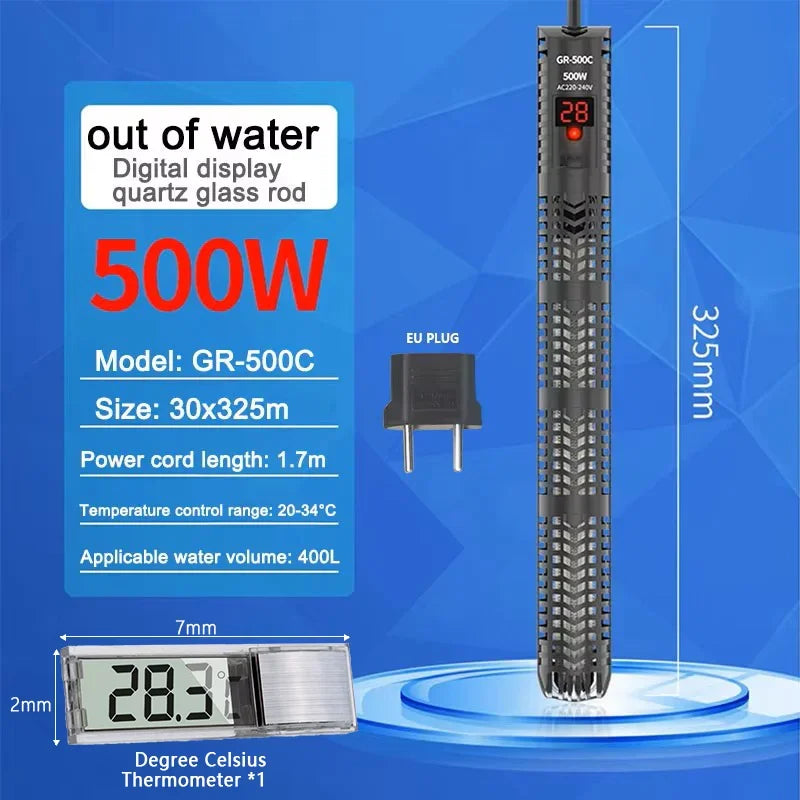 Digital Aquarium Heater Rod With Quartz Glass 16C To 32C