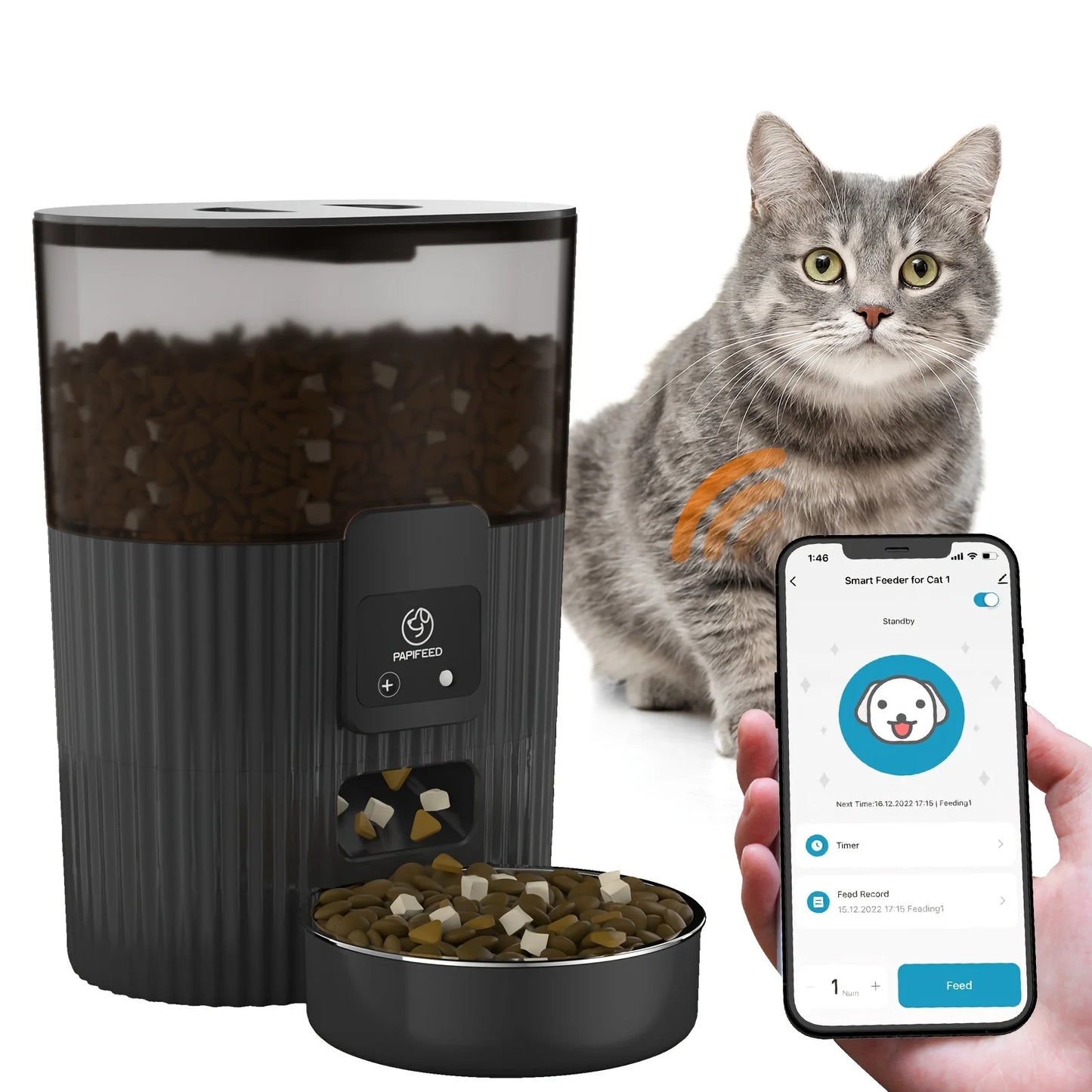 PAPIFEED Smart Cat and Dog Automatic Feeder with WiFi Remote Control