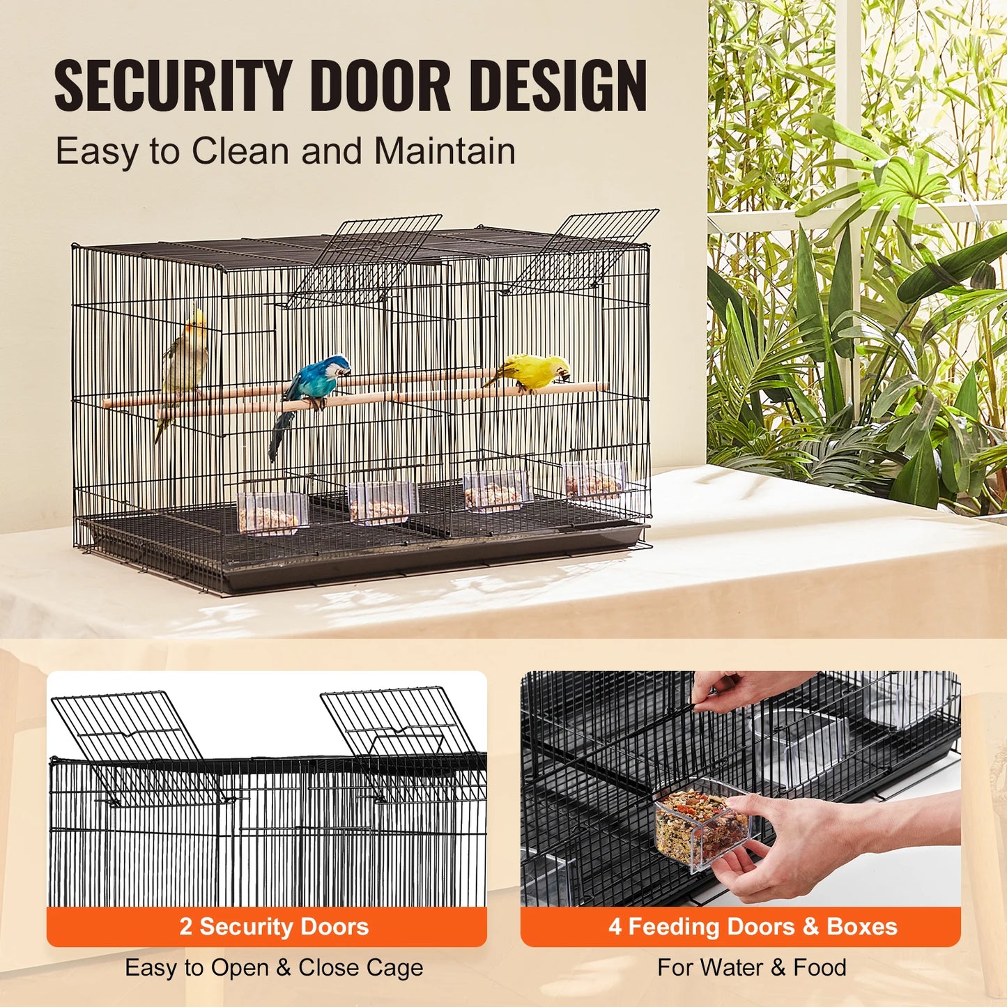 VEVOR 30 Inch Stackable Divided Bird Cage for Small Birds with Handle and Perches