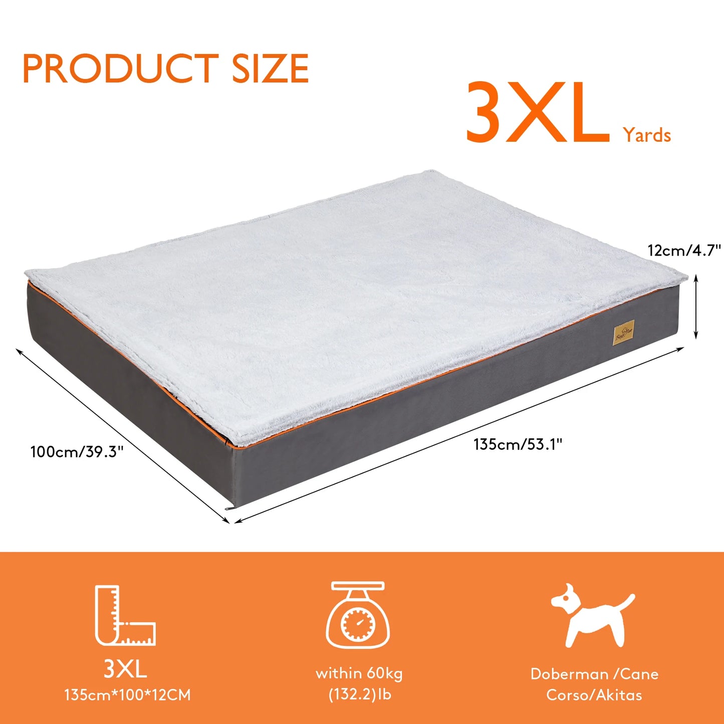 Large Orthopedic Dog Bed with Washable Cover and Padded Foam Cushion