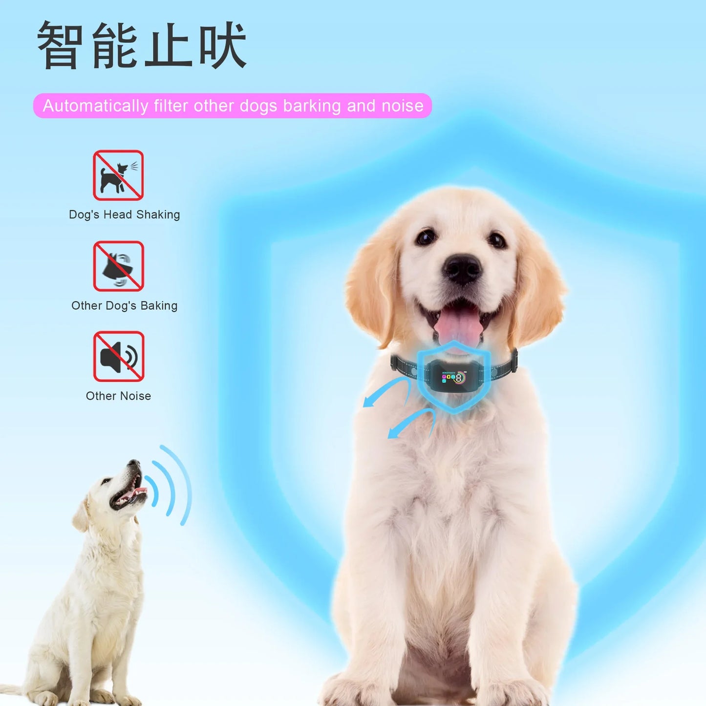 Anti Bark Training Collar Waterproof Vibrator for Dogs with LCD Display