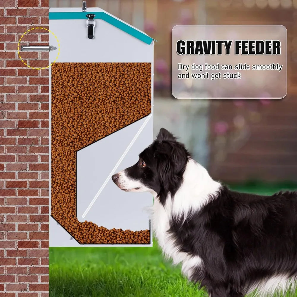 Automatic Dog Feeder for Large Dogs 50Lbs Galvanized Gravity Pet Feeding Station