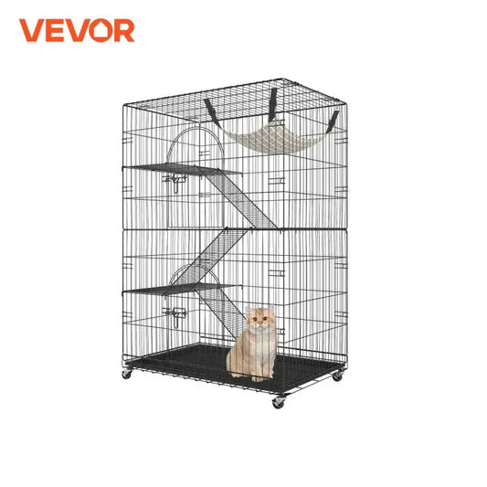VEVOR 4 Tier Large Cat Playpen Indoor Metal Cage with Hammock and Ladders