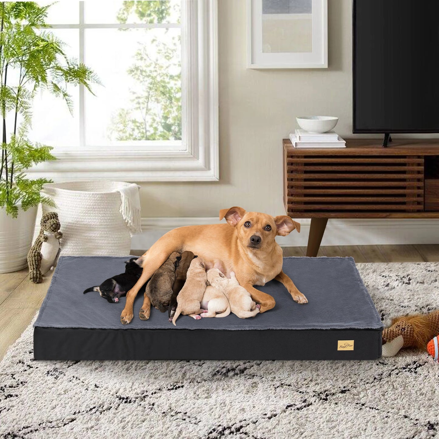 Washable Orthopedic Dog Bed for Large Dogs Comfortable Sponge Foam Crate Bedding
