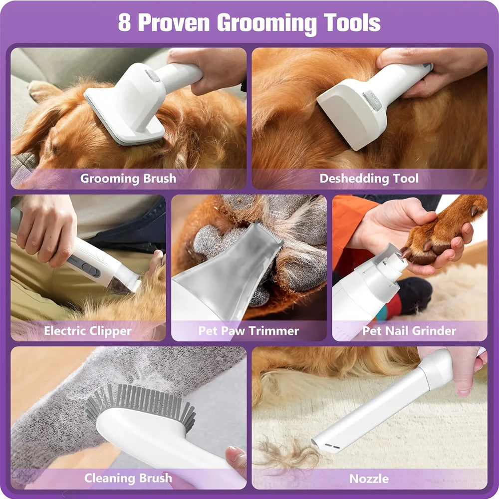 Homeika Pet Grooming Kit Vacuum with Nail Grinder and Shedding Brush