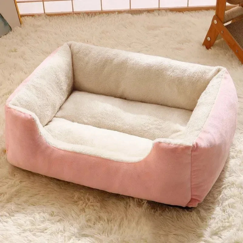 Cozy Plush Cat Bed with Cushions for Kittens and Small Dogs in Various Sizes