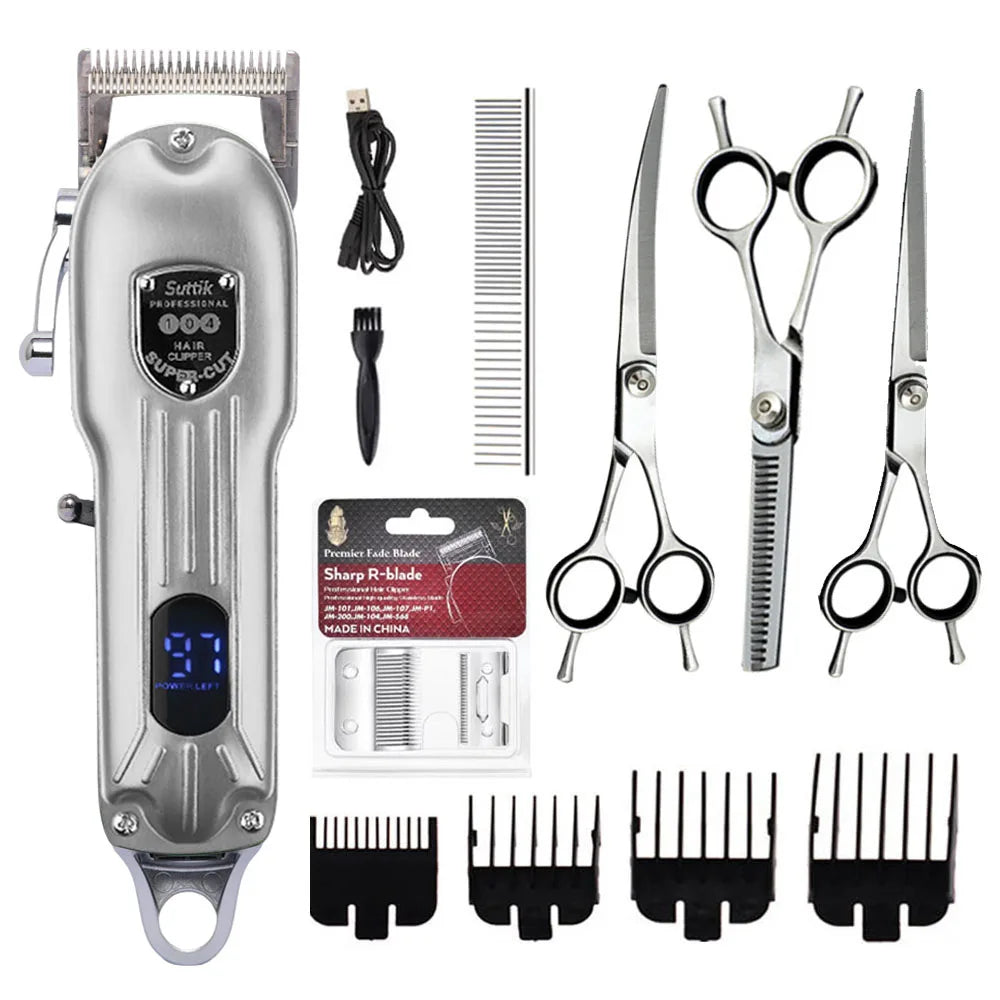 Professional Dog Hair Clipper Rechargeable Pet Trimmer Low Noise Grooming Tool