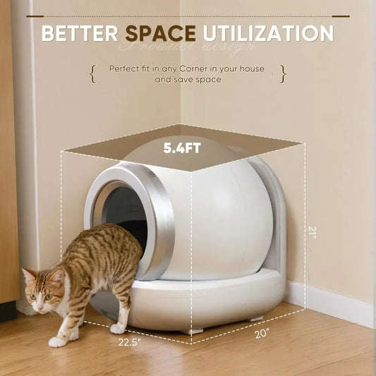 Modern Automatic Self-Cleaning Cat Litter Box with APP Control White