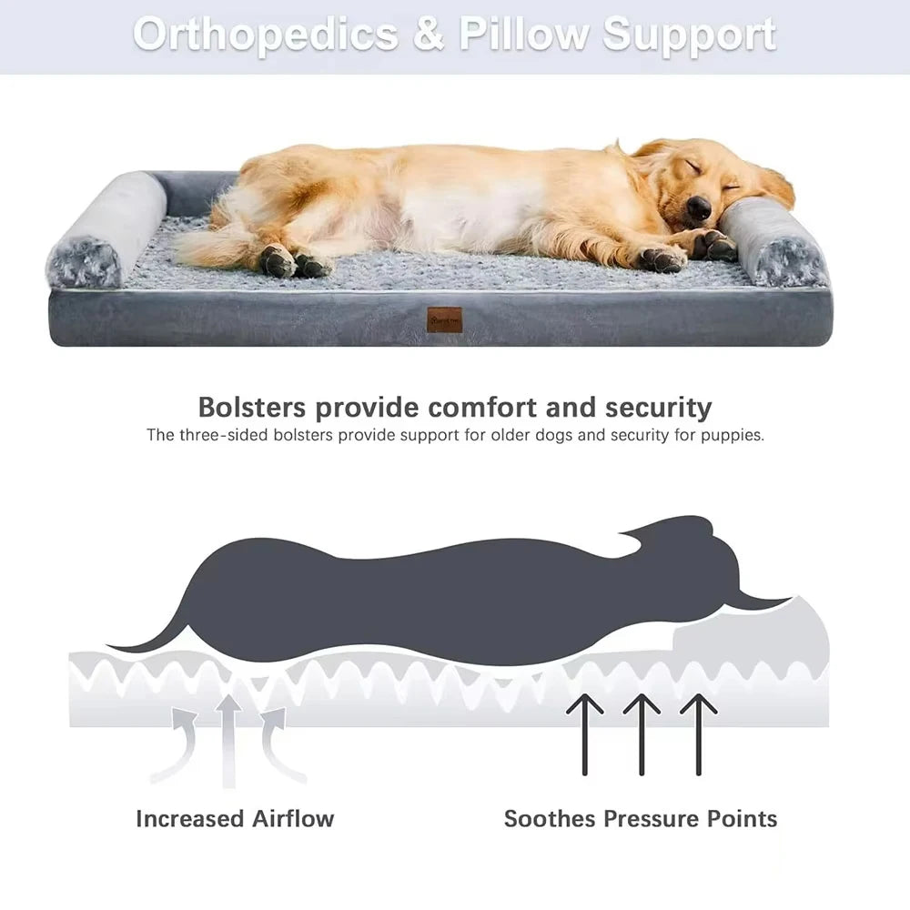 Luxury Memory Foam Dog Bed Waterproof and Washable for Medium Dogs