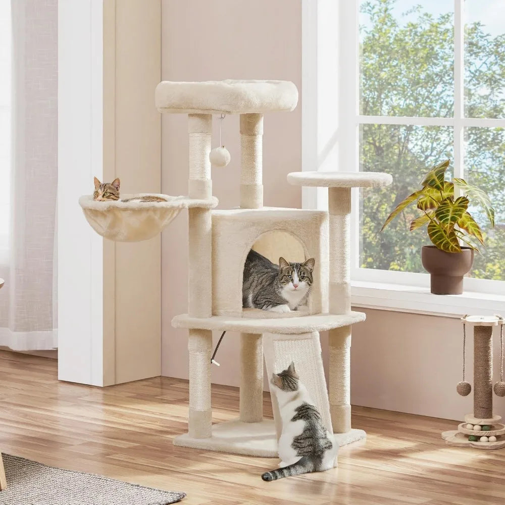 Yaheetech Cat Tree 42in Play Tower For Indoor Cats Condo