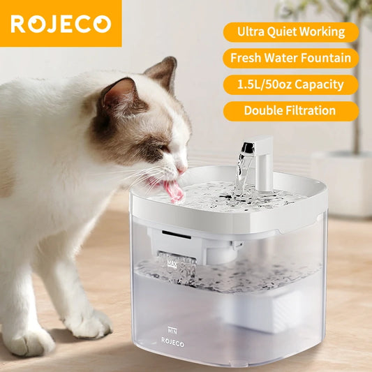 ROJECO Smart Cat Water Fountain Automatic Pet Dispenser with Recirculate Filters