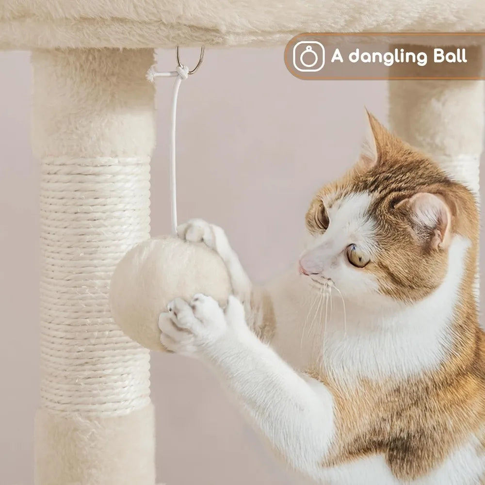 Yaheetech Cat Tree 42in Play Tower For Indoor Cats Condo