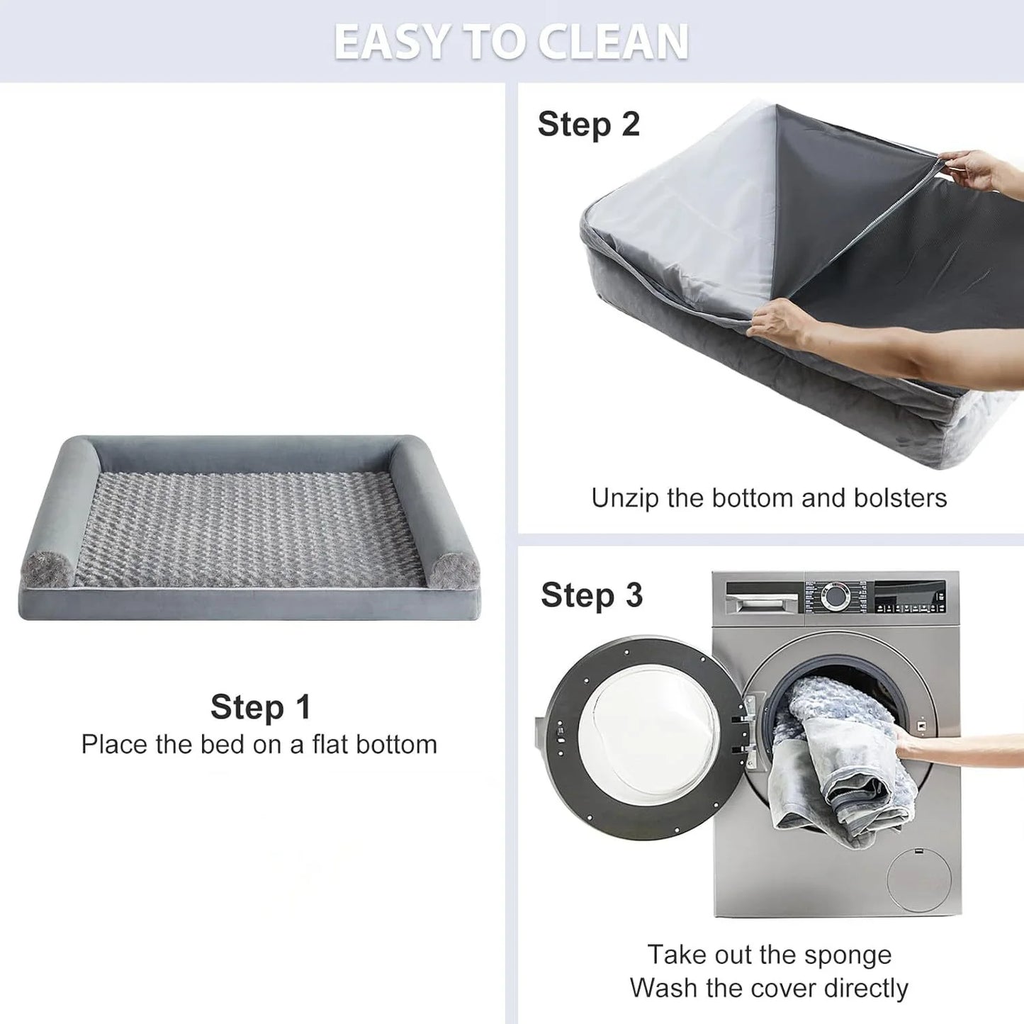 Luxury Memory Foam Dog Bed Waterproof and Washable for Medium Dogs