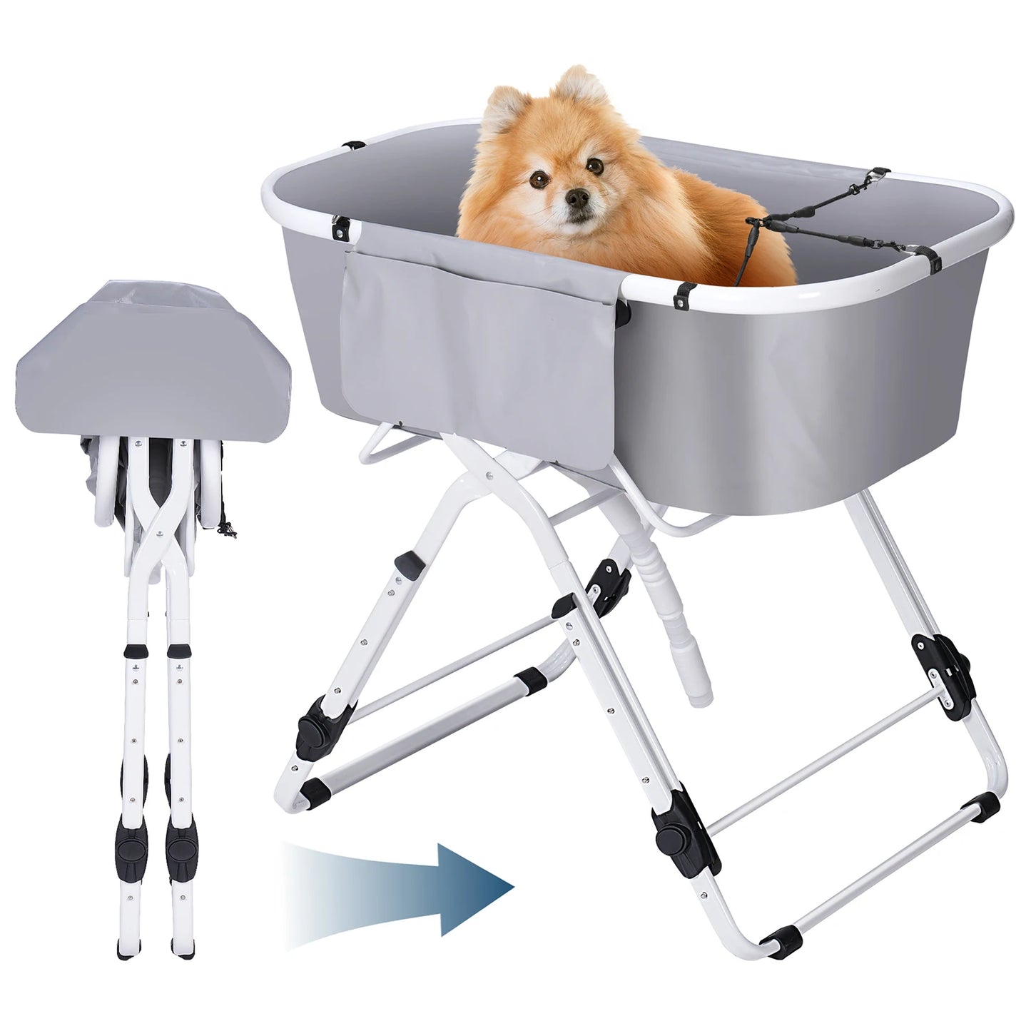 Portable Dog Bathtub with Stand Collapsible Pet Tub for Indoor and Outdoor Use