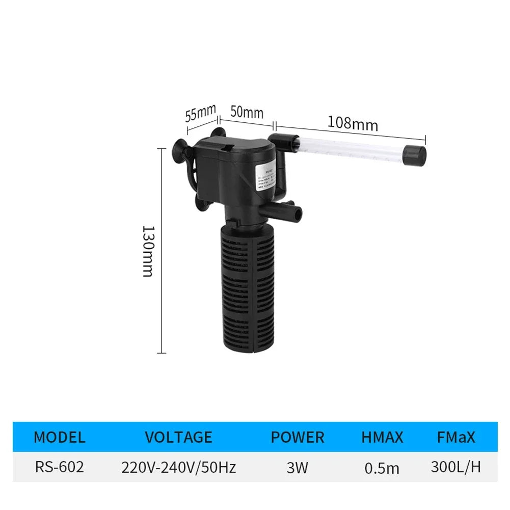 3 In 1 Silent Aquarium Aeration Filter Submersible Pump