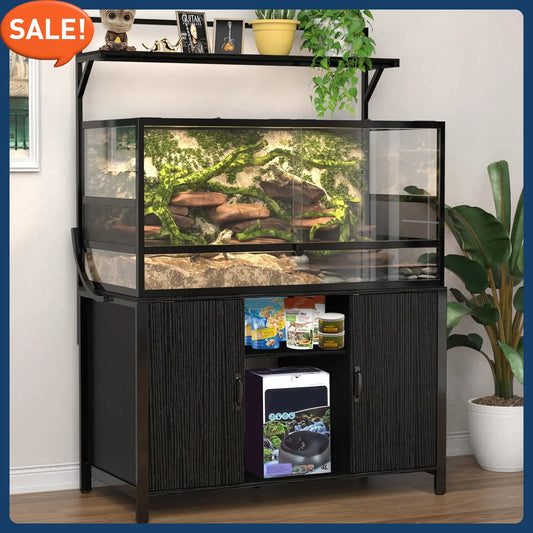Reptile Tank Stand with Cabinet for 120 Gallon Bearded Dragon