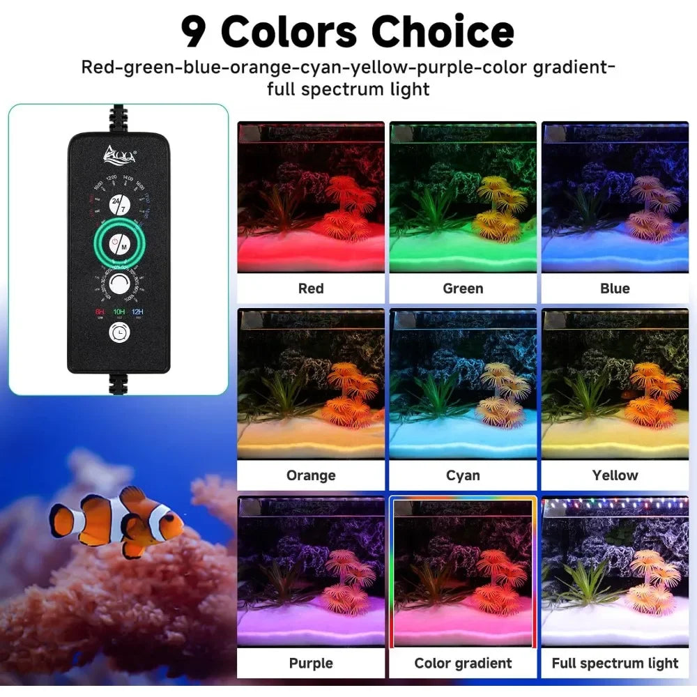 AQQA Led Aquarium Light 24 7 Mode IP68 Waterproof Bracket
