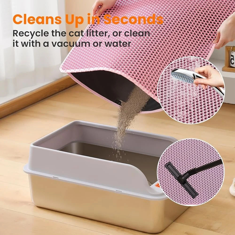 Large Cat Litter Mat Double Layer Honeycomb Non Slip Waterproof Easy Clean