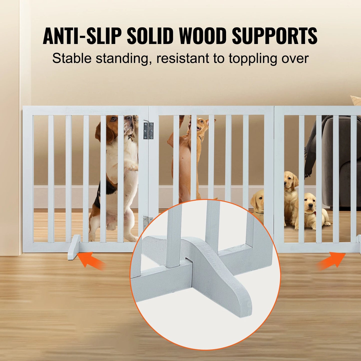 SucceBuy Freestanding Dog Gate 3 Panel Foldable Pet Barrier for Narrow Passages