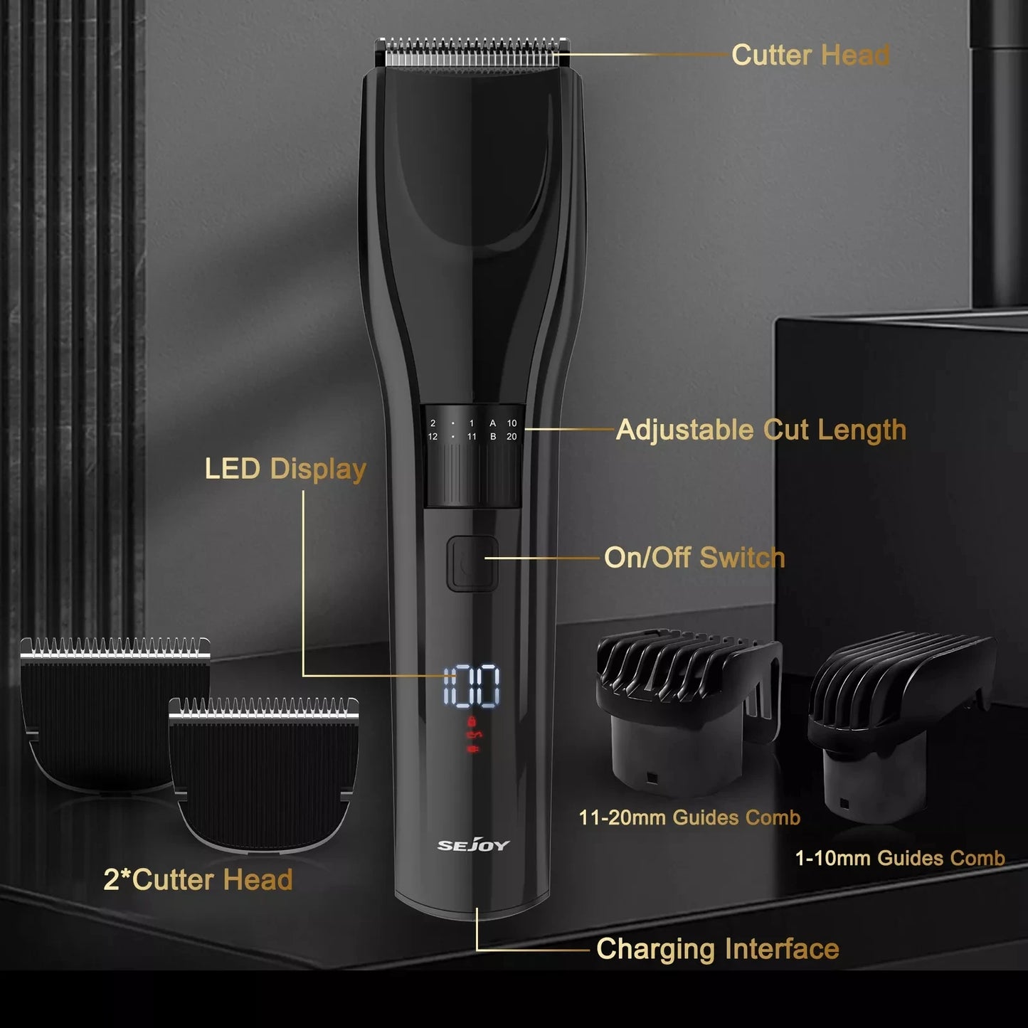 Sejoy Pet Hair Clippers for Dogs and Cats Low Noise Grooming Trimmer