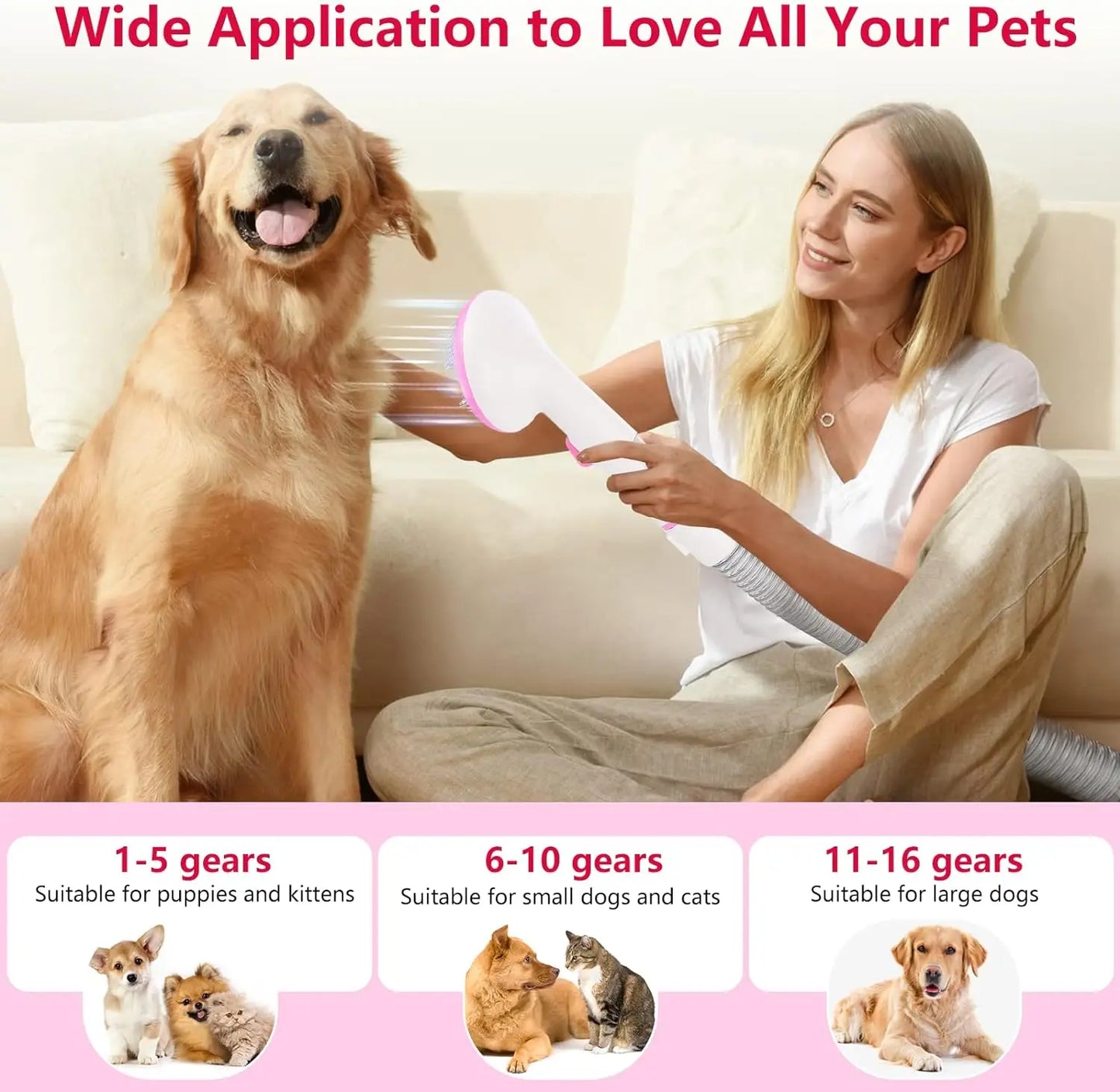 Pet Grooming Vacuum Multi Functional Dog Hair Groomer for Dogs and Cats