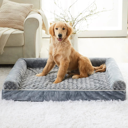 Luxury Memory Foam Dog Bed Waterproof Machine Washable All Season Medium Size