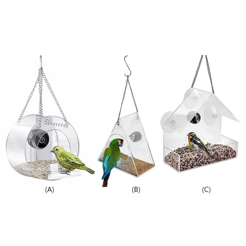 Smart Feeding House Acrylic Bird Feeder with Camera 1080P HD for Outdoor Use