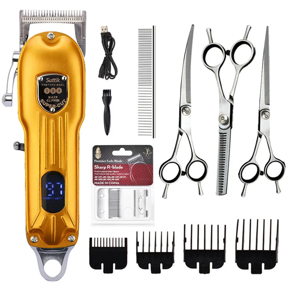 Professional Dog Hair Clipper Rechargeable Pet Trimmer Low Noise Grooming Tool