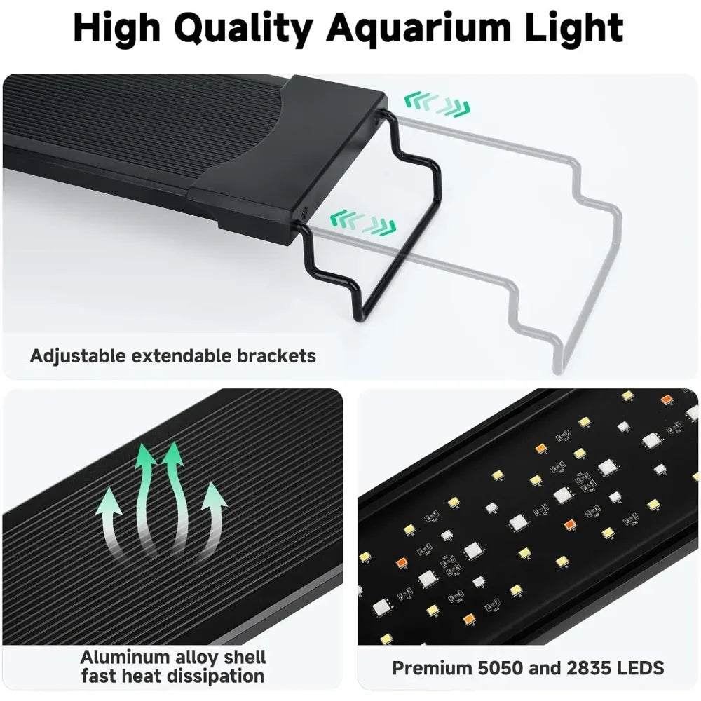AQQA Led Aquarium Light 24 7 Mode IP68 Waterproof Bracket