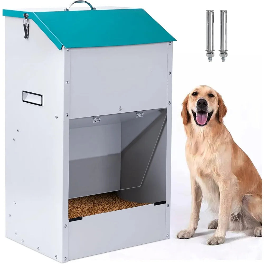 Automatic Dog Feeder for Large Dogs 50Lbs Galvanized Gravity Pet Feeding Station