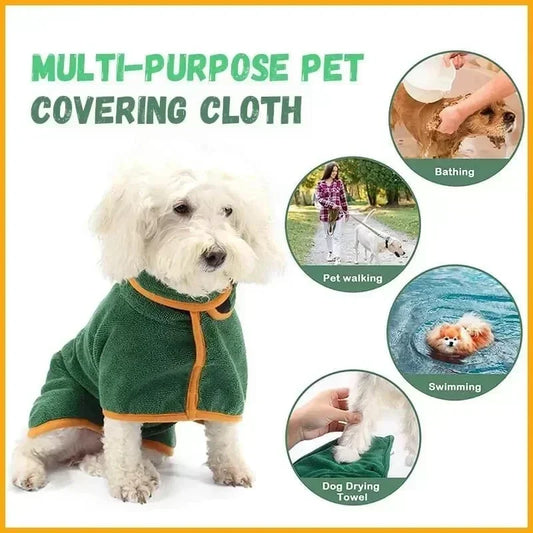 Pet Bathrobe Fast Drying Microfiber Towel Adjustable Coat for Dogs