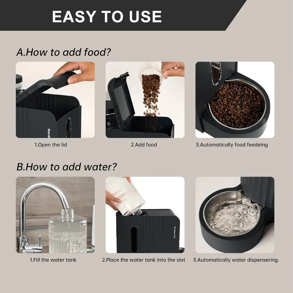 Automatic Gravity Pet Feeder and Water Dispenser Set for All Breeds