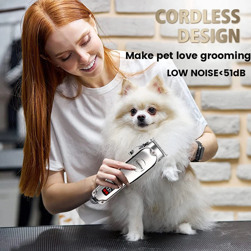 Professional Dog Hair Clipper Rechargeable Pet Trimmer for Grooming and Styling