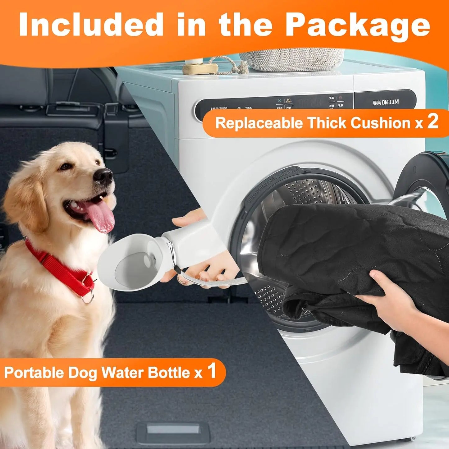 Waterproof Foldable Dog Car Seat Hammock Rear Seat Protector for Pet Travel