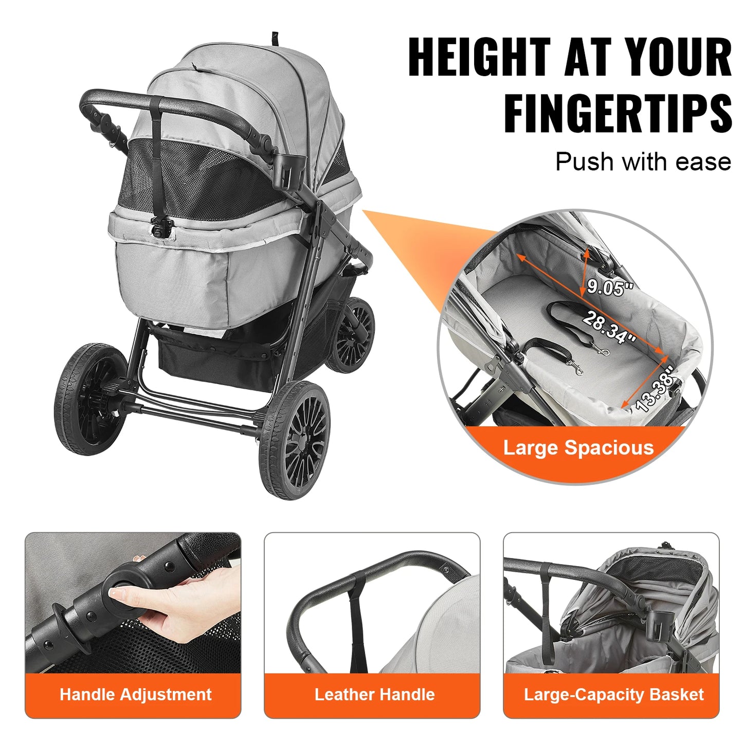 SucceBuy Lightweight Pet Stroller Carrier for Dogs and Cats with Cup Holder